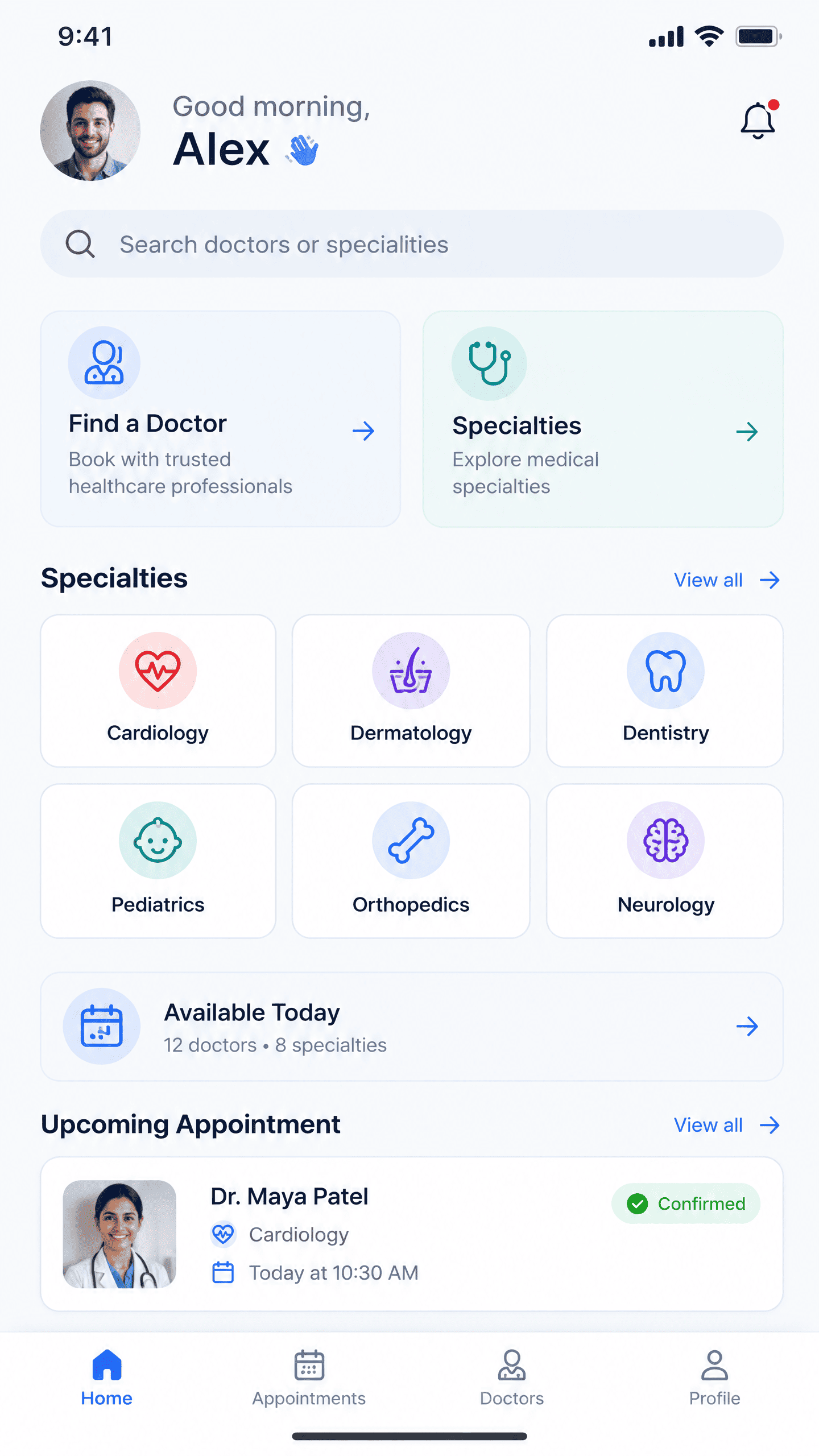 Patient App Home & Quick Actions